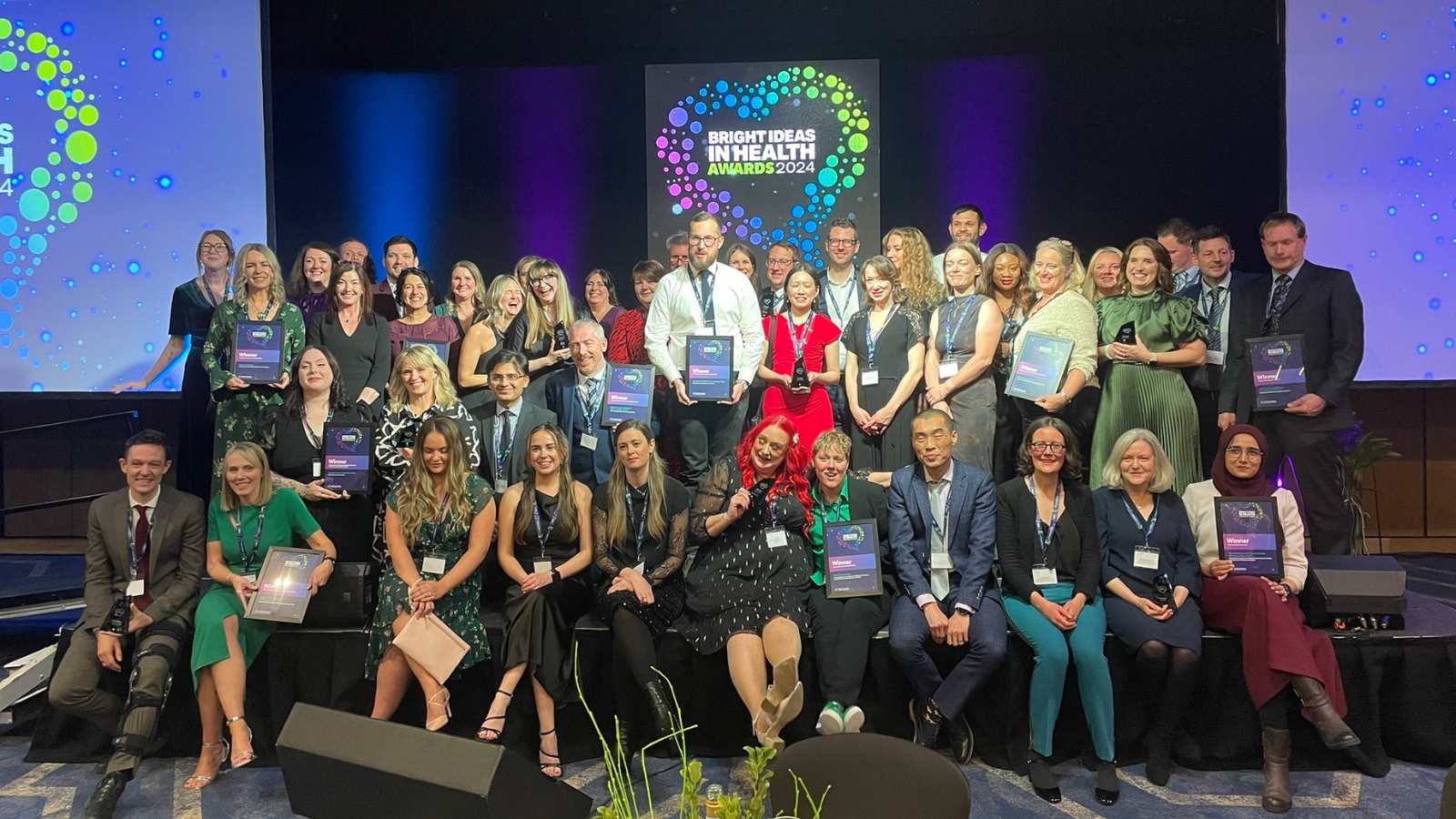 A photograph of the winners of Bright Ideas in Health Awards